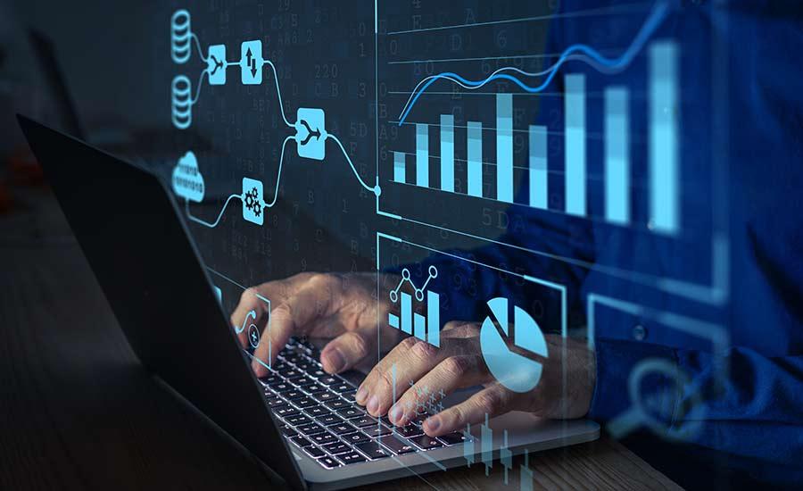An image depicting a person working on data​
