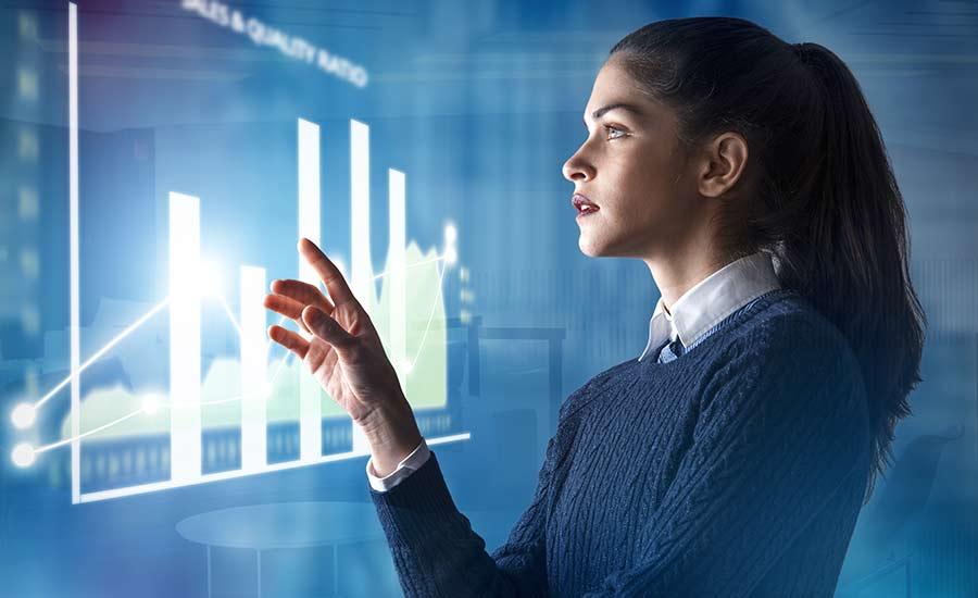An image depicting a person looking at data​